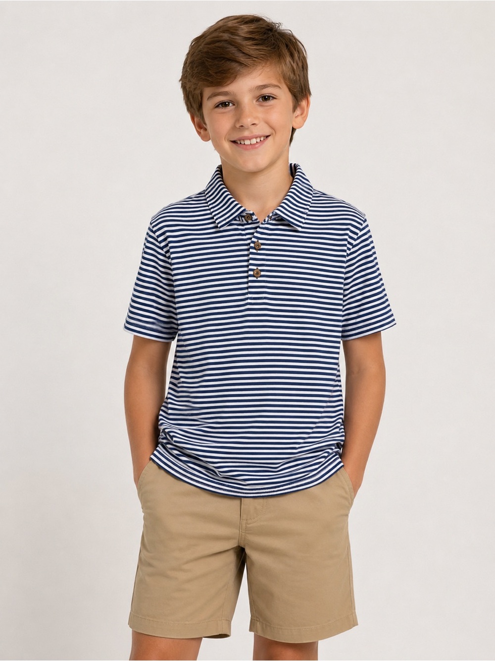 Tommy Bahama Kids Polo Shirt Youth 10-12 Blue Gray Striped Golf Preppy Top